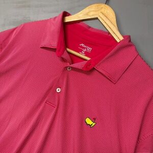 Masters Tech Golf Polo Shirt Men's XXL Pink White Striped Performance‎ 2XL